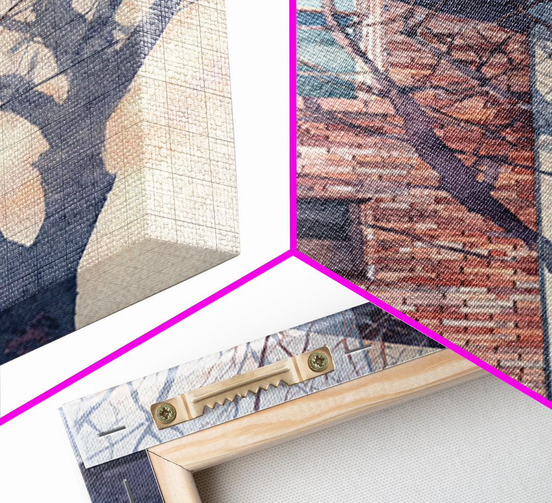 Brick Wall and Window Shadows as Geometry Framed Canvas Print, Urban Art, Wall Decor, Living Room Decor, Fine Art, Urban, URB-2x3-37