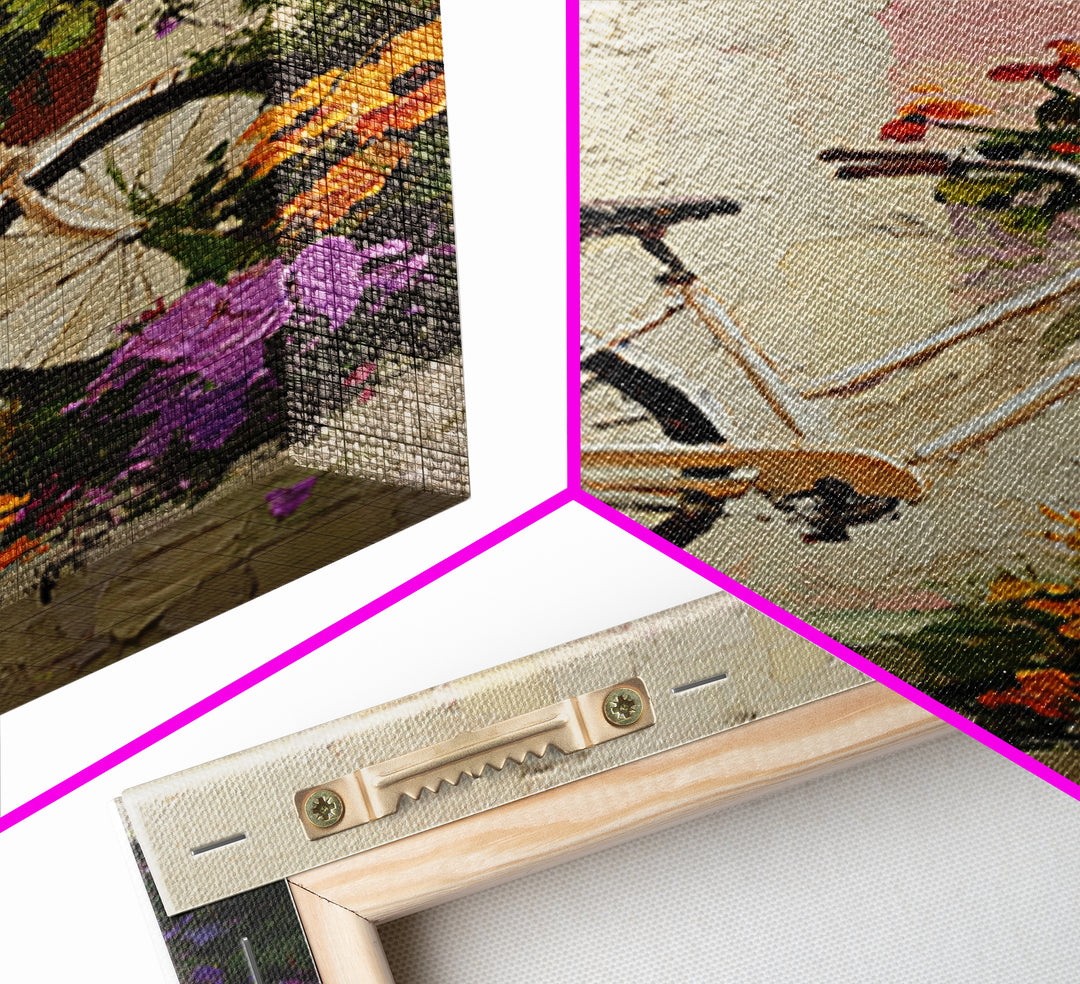 Bicycle Locked to Post Canvas Print, Urban Art, Original Painting, Living Room Decor, Oil Painting, Urban, African American Art, URB-2x3-71