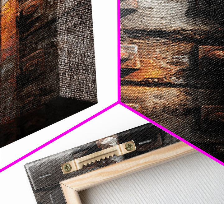 Industrial Rail Tracks Leading into City Framed Canvas Print, Urban Art, Digital Prints, Living Room Decor, Fine Art, Urban, URB-2x3-78