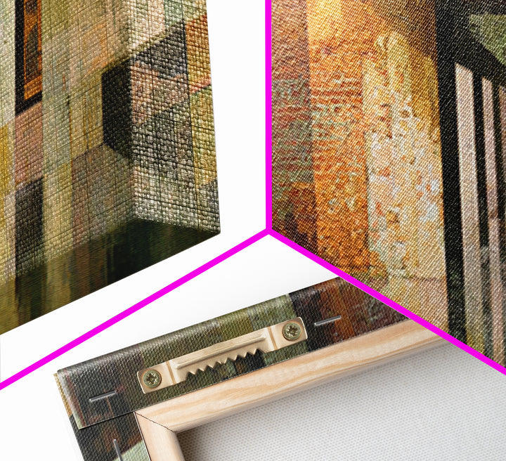 Brick Wall and Window Shadows as Geometry Canvas Print, Urban Art, African American Art, Living Room Decor, Fine Art, Urban, URB-3x1-45