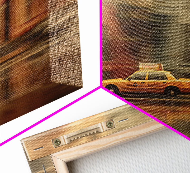 Taxi Cab Motion Blur Framed Canvas Print, Urban Art, Wall Decor, Living Room Decor, Oil Painting, Urban, Living Room Wall Art, URB-3x2-55