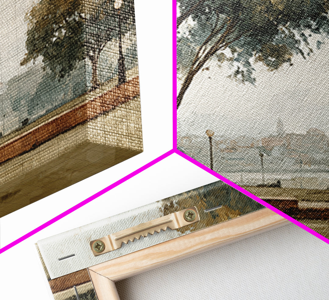 City Park Tree Framed by Buildings Canvas Print, Urban Art, Book Shelf Decor, Living Room Decor, Abstract Art, Urban, URB-3x2-94