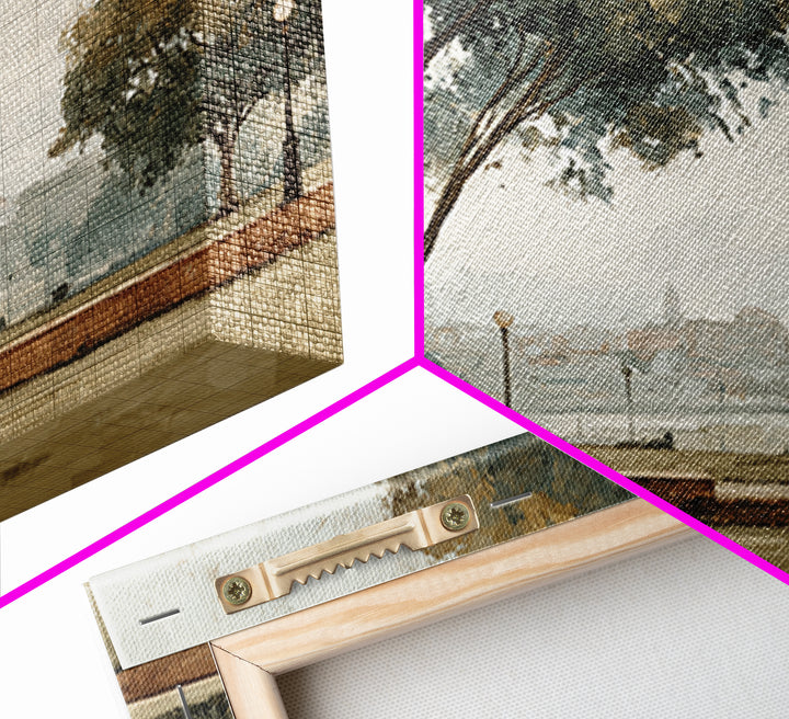 City Park Tree Framed by Buildings Canvas Print, Urban Art, Book Shelf Decor, Living Room Decor, Abstract Art, Urban, URB-3x2-94
