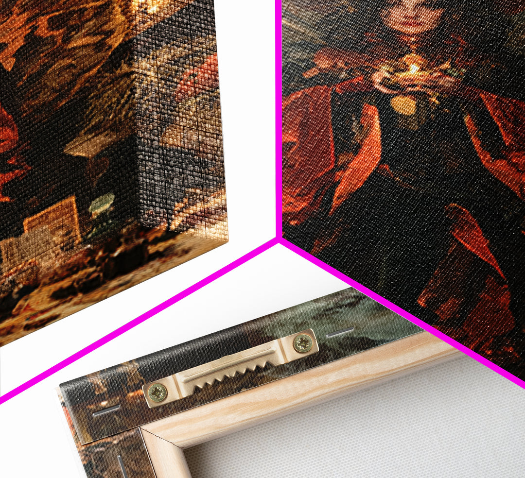 The Velvet Moth Witch, Macabre Victorian Decor, Vertical Wall Art, Framed Canvas Print, Gothic Wall Decor, Halloween Portrait Art