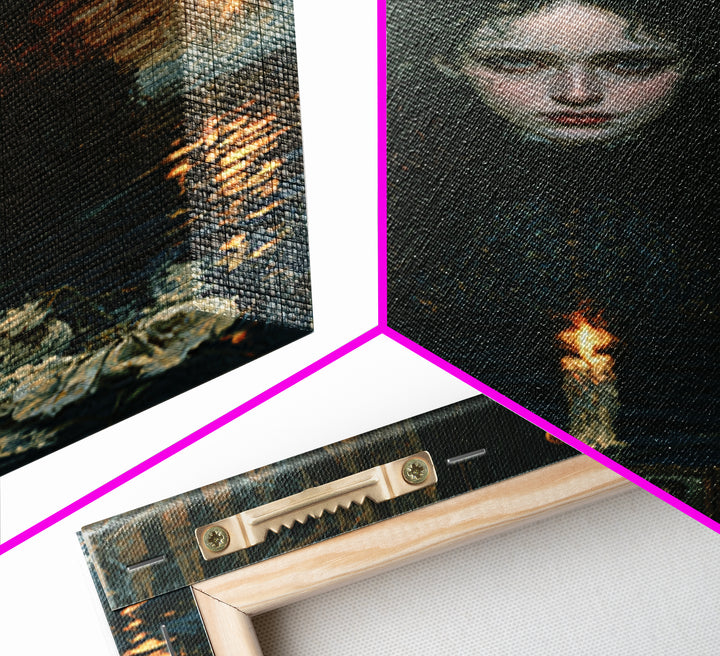 The Lake Phantom, Antique Gothic Portrait, Vertical Wall Art, Framed Canvas Print, Gothic Wall Decor, Halloween Portrait Art