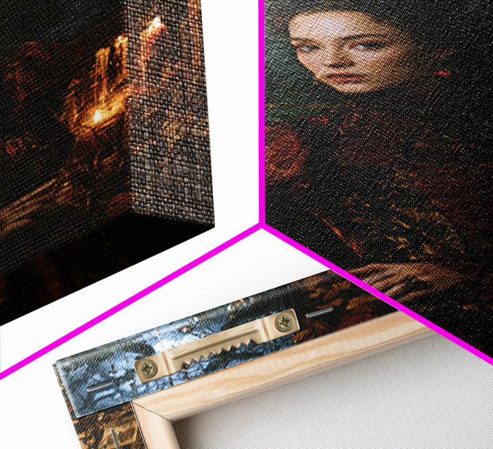 The Witch'S Forest, Antique Gothic Portrait, Vertical Wall Art, Framed Canvas Print, Gothic Wall Decor, Halloween Portrait Art