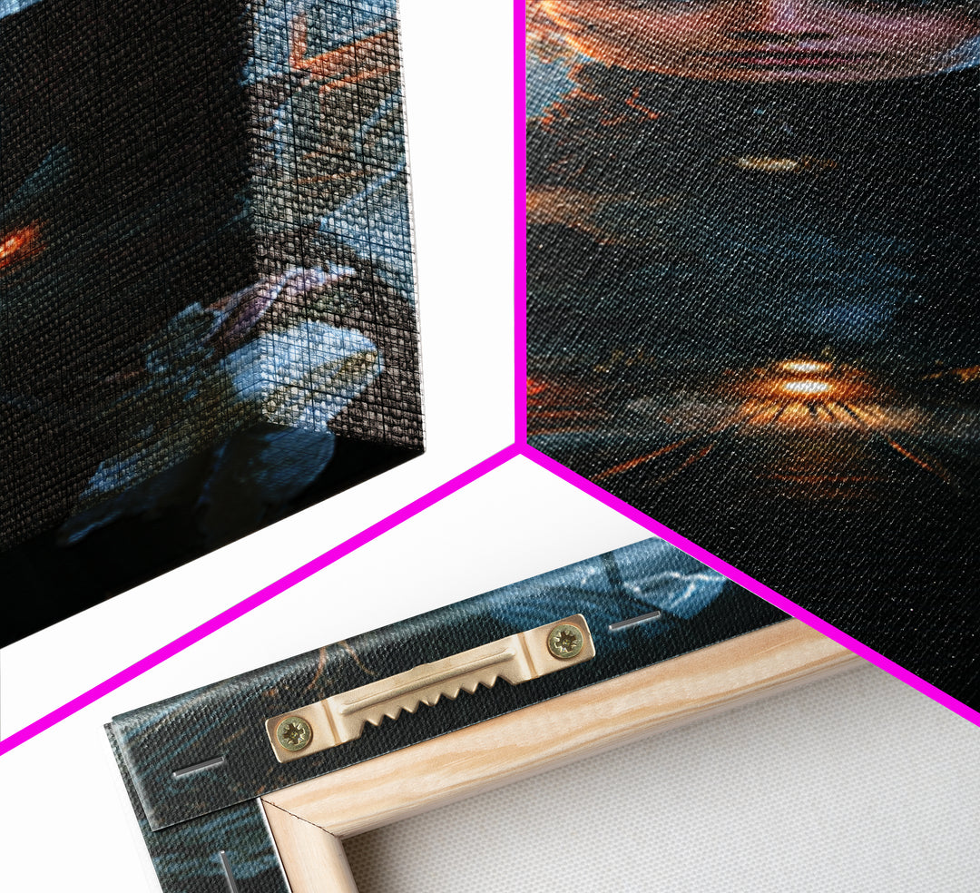 The Abandoned Train Station, Victorian Gothic Art, Tall Narrow Wall Art, Framed Canvas Print, Gothic Wall Decor, Halloween Portrait Art