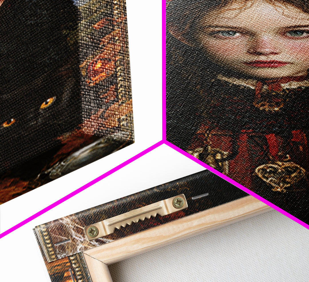 Black Lace And Cobwebs, Antique Gothic Portrait, Vertical Wall Art, Framed Canvas Print, Gothic Wall Decor, Halloween Portrait Art