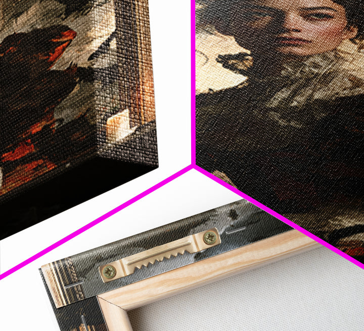 Ravens And Ruins, Victorian Gothic Art, Vertical Wall Art, Framed Canvas Print, Gothic Wall Decor, Halloween Portrait Art