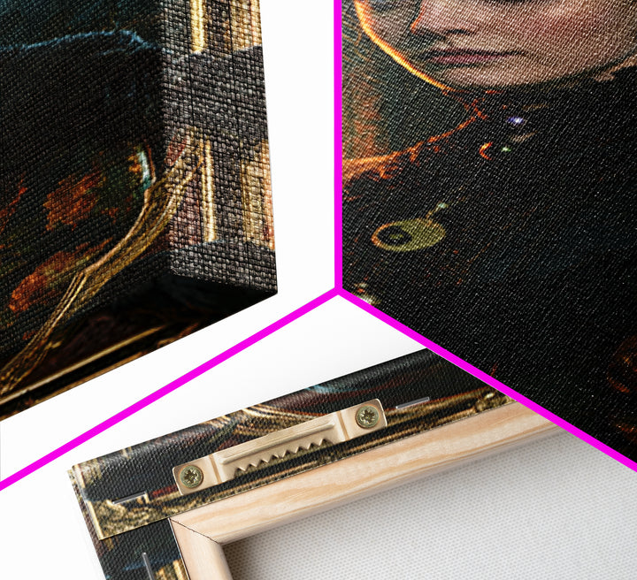 The Raven Post Office, Victorian Horror Portrait, Vertical Wall Art, Framed Canvas Print, Gothic Wall Decor, Halloween Portrait Art