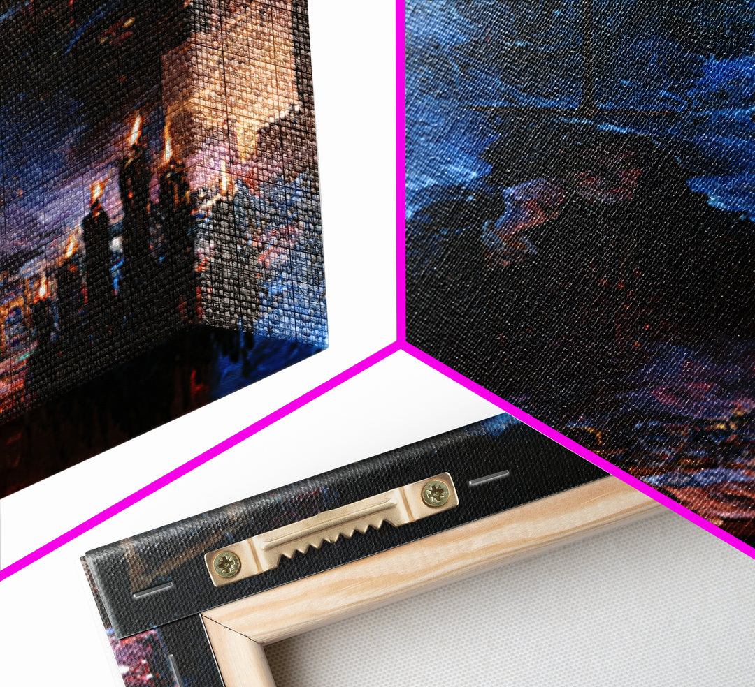 The Lantern Market Beyond The Veil, Dark Academia Wall Art, Vertical Wall Art, Framed Canvas Print, Gothic Wall Decor, Dark Fantasy Art