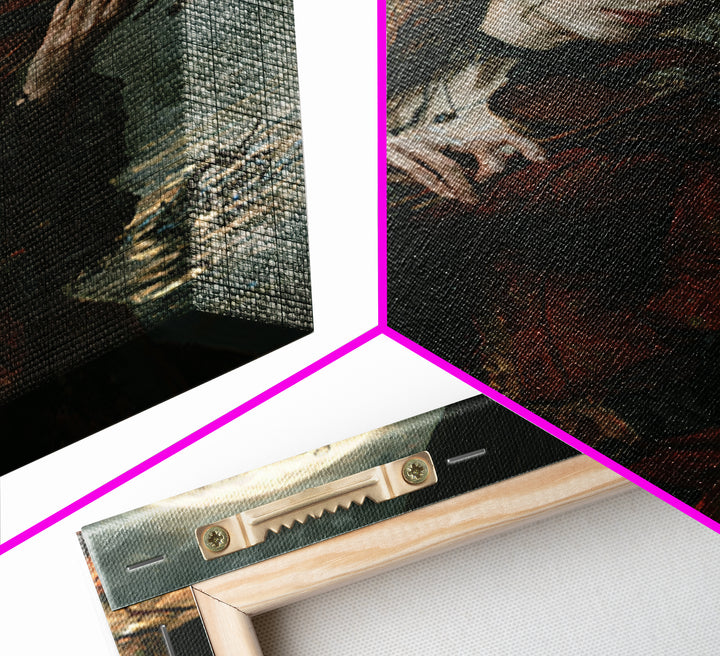 The Violinist Of The Drowned Moon, Victorian Horror Portrait, Vertical Wall Art, Framed Canvas Print, Gothic Wall Decor