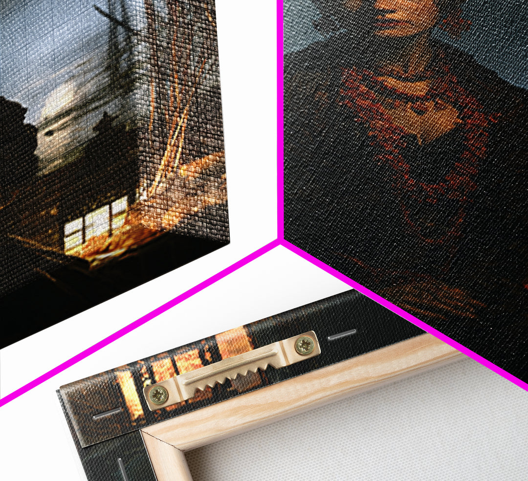 The Tidal Heiress, Victorian Creature Portrait, Vertical Canvas Print, Dark Academia Decor, Antique Horror Decor, Classic Monster Art