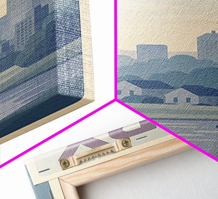 Cary North Carolina Travel Poster, Canvas Print, Vaporwave Skyline Wall Art, Cary City Art, Art Print, Retro Travel Print, Wanderlust Decor