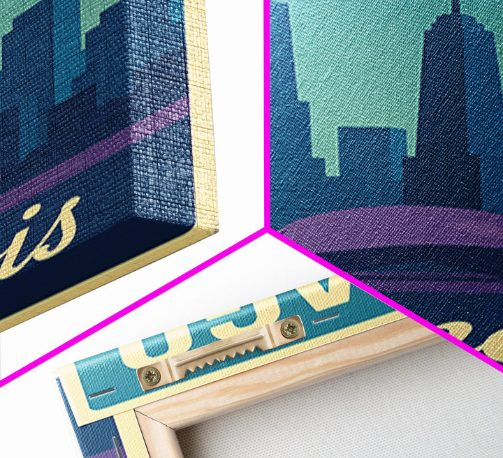 Chicago Travel Poster, Canvas Print, Pastel Retro Travel Art, Chicago Travel Art, Watercolor Urban Skyline, Office Decor, City Art Print