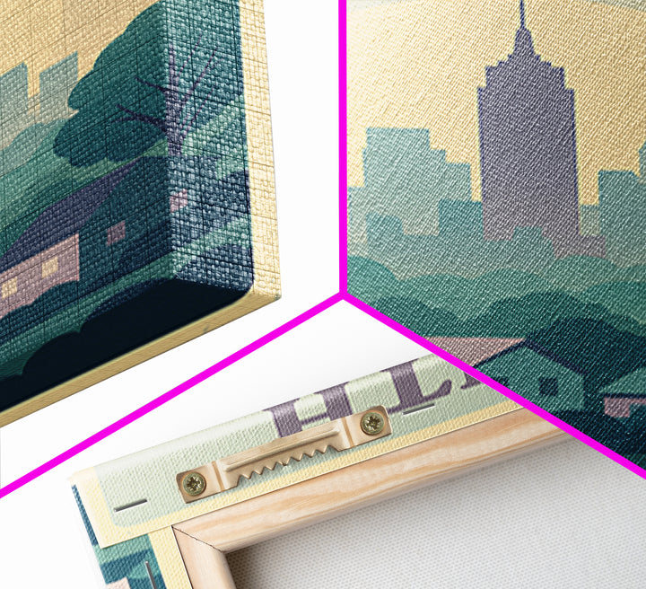 South Fulton Georgia Travel Poster, Canvas Print, Vaporwave Skyline Art Wall Art, South Fulton Wall Art, Fine Art Print, Travel Wall Art