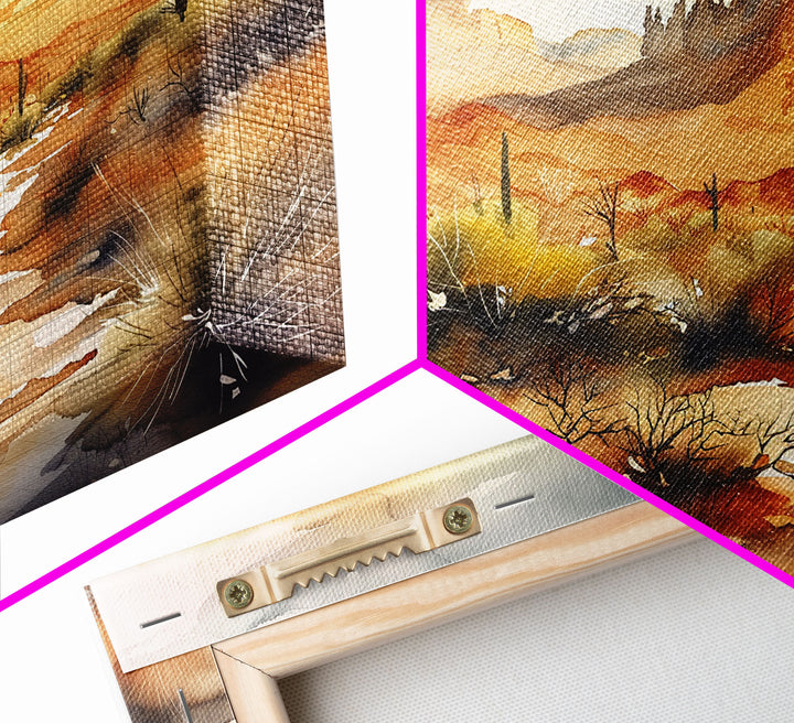 Extra Large Wall Art, Desert Landscape Painting Framed Canvas Print, Metal Art, Wood Framed Original Art, Living Room Decor, Landscape Art