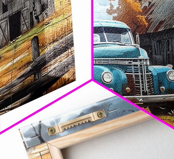 Old Rusty Truck Painting Canvas Print, Wood Framed Wall Art or Metal Art, Vintage Style Wall Art, Farmhouse Decor, Boho Whimsical Art