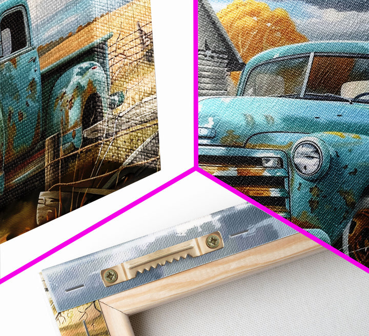 Painting Of An Old Farmstead Framed Canvas Print, Metal Art, Living Room Wall Art, Original Art, Above Couch Art, Whimiscal Kitsch Decor