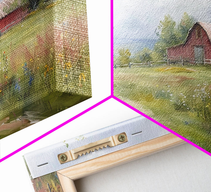 Farmhouse Watercolor Painting Framed Canvas Print, Metal Art Print, Farmhouse Decor, Country Decor, Kitsch Wall Art