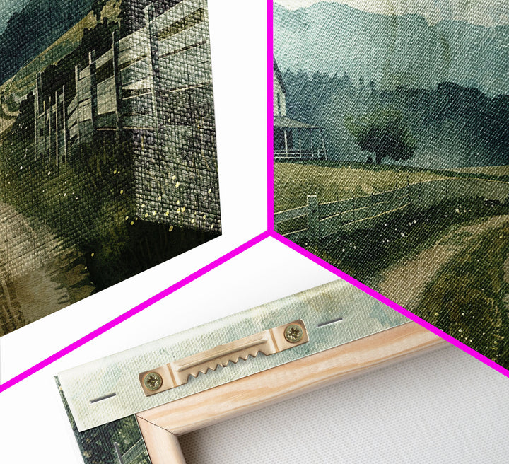 Old Country Road Wall Art Framed Canvas Print, Cottagecore Oil Painting, Kitsch Minimalist Wall Art, Farmhouse Wall Decor, Rustic Decor