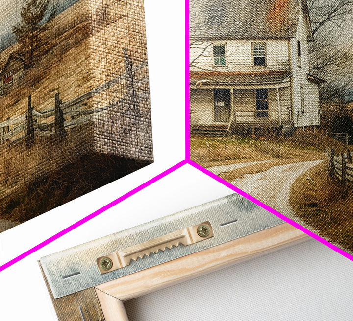 Old Country Roads Framed Wall Art Canvas Print, Water Color Painting Of A Rustic Cottage, Texas Decor, Southwest Wall Art