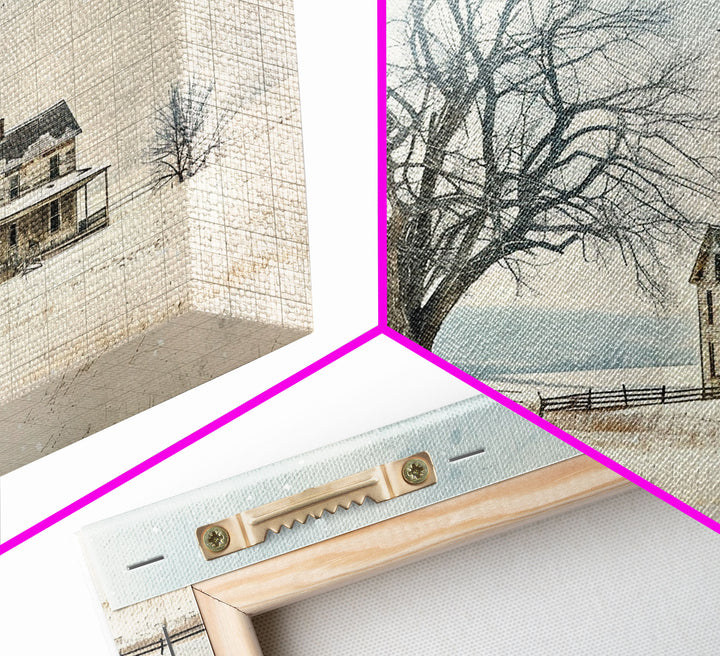 Winter On The Farm Framed Canvas Print | Living Room Art | Rustic Art | Farmhouse Wall Art | Art | Wall Decor | Large Wall Art