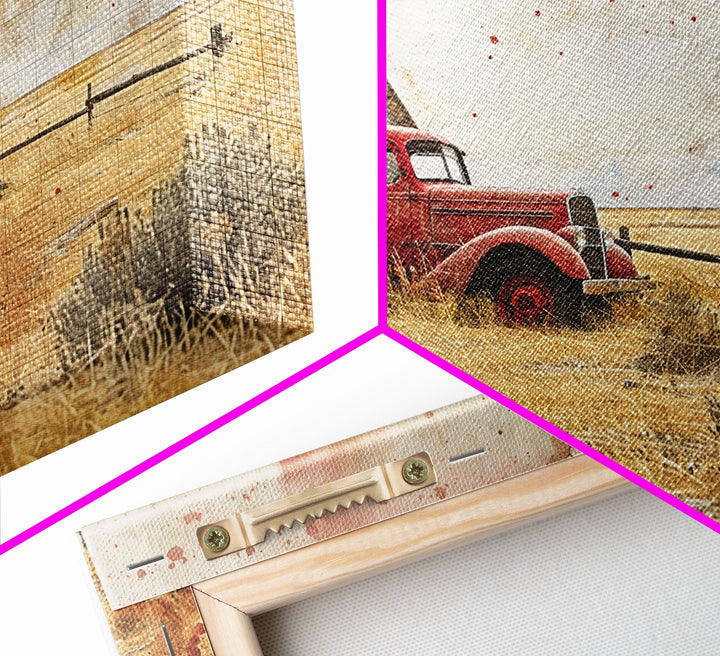 Rusty Old Truck On The Farm Framed Canvas Print, Primitive Home Decor, Art, Kitchen Decor, Living Room Decor