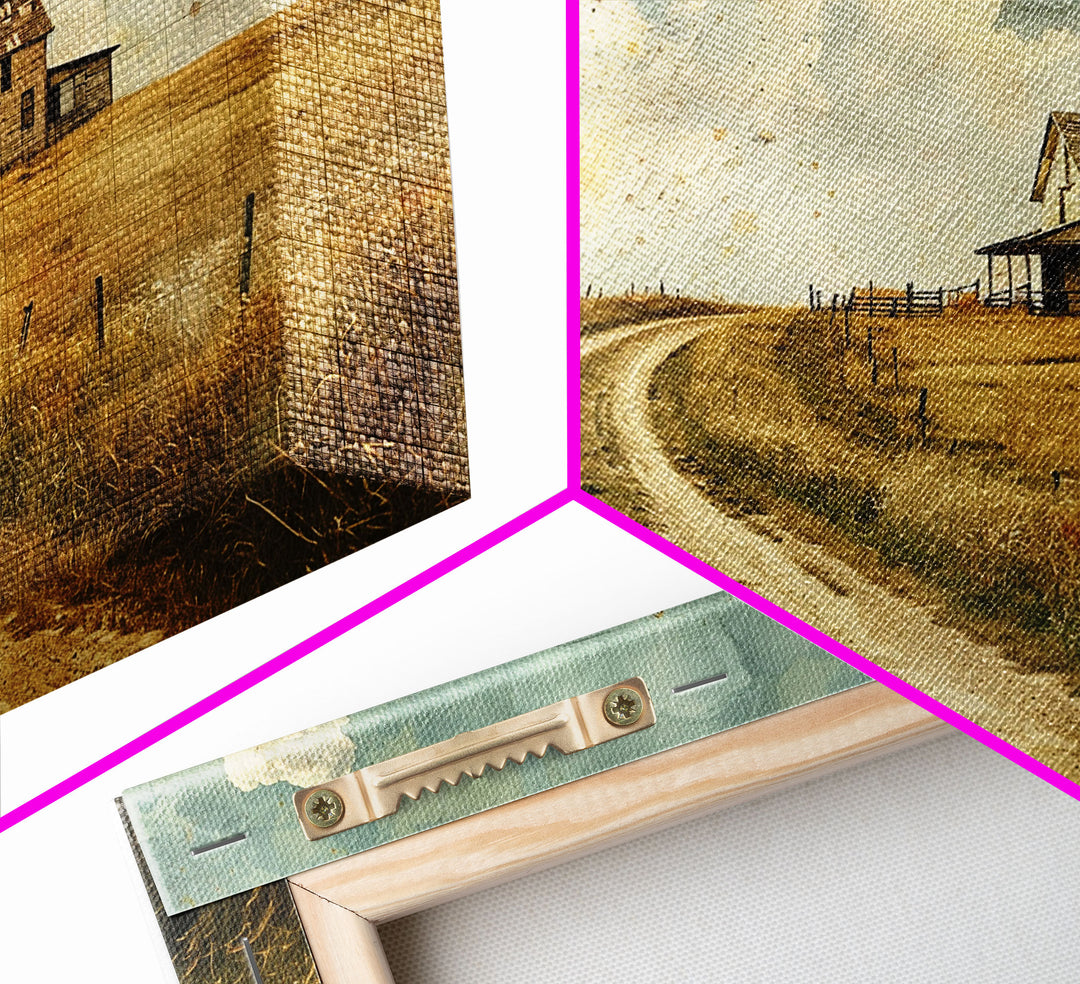 Blue Skies and Country Roads Framed Canvas Print, Country Decor, Cottagecore Wall Art, Wood Frame Art, Metal Art, Original Art