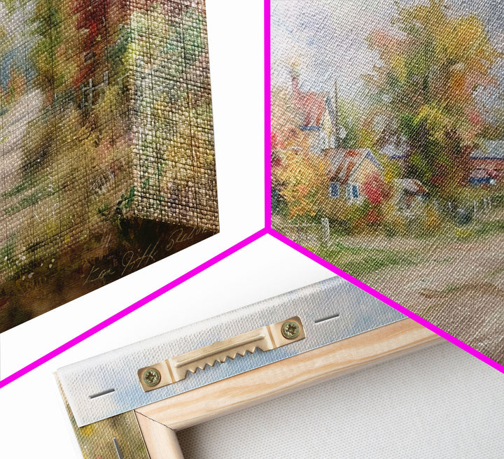 Kitsch Minimalist Watercolor Painting Print Of an Old Country Road, Wood Framed Print, Metal Wall Art, Room Decor, Aesthetic Room Decor