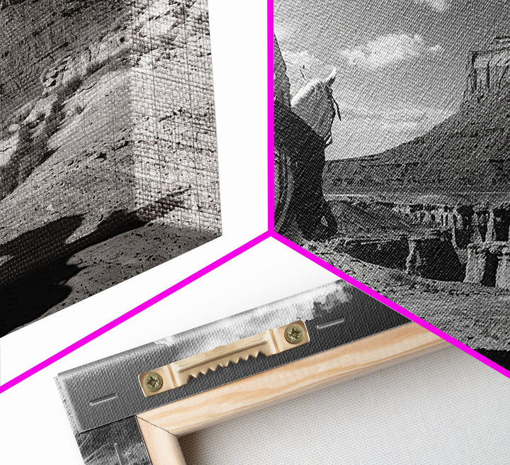 Lonesome Canyon Arizona Framed Canvas Print, Cowboy Print, Black and White Photography Wall Art, Country Farmhouse Decor, Metal Print