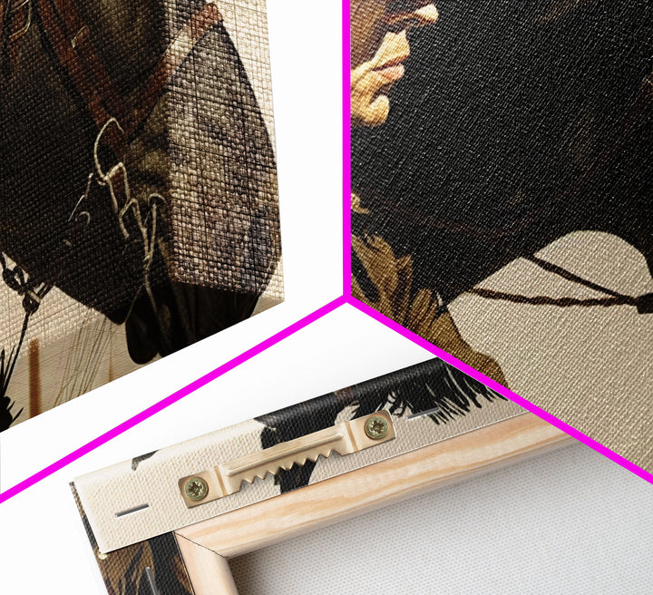 Vintage Cowboys Painting Print Horse Wall Art Canvas Hunting Southwest Sketch Drawing Poster Framed Antique Country Rustic Farmhouse Decor