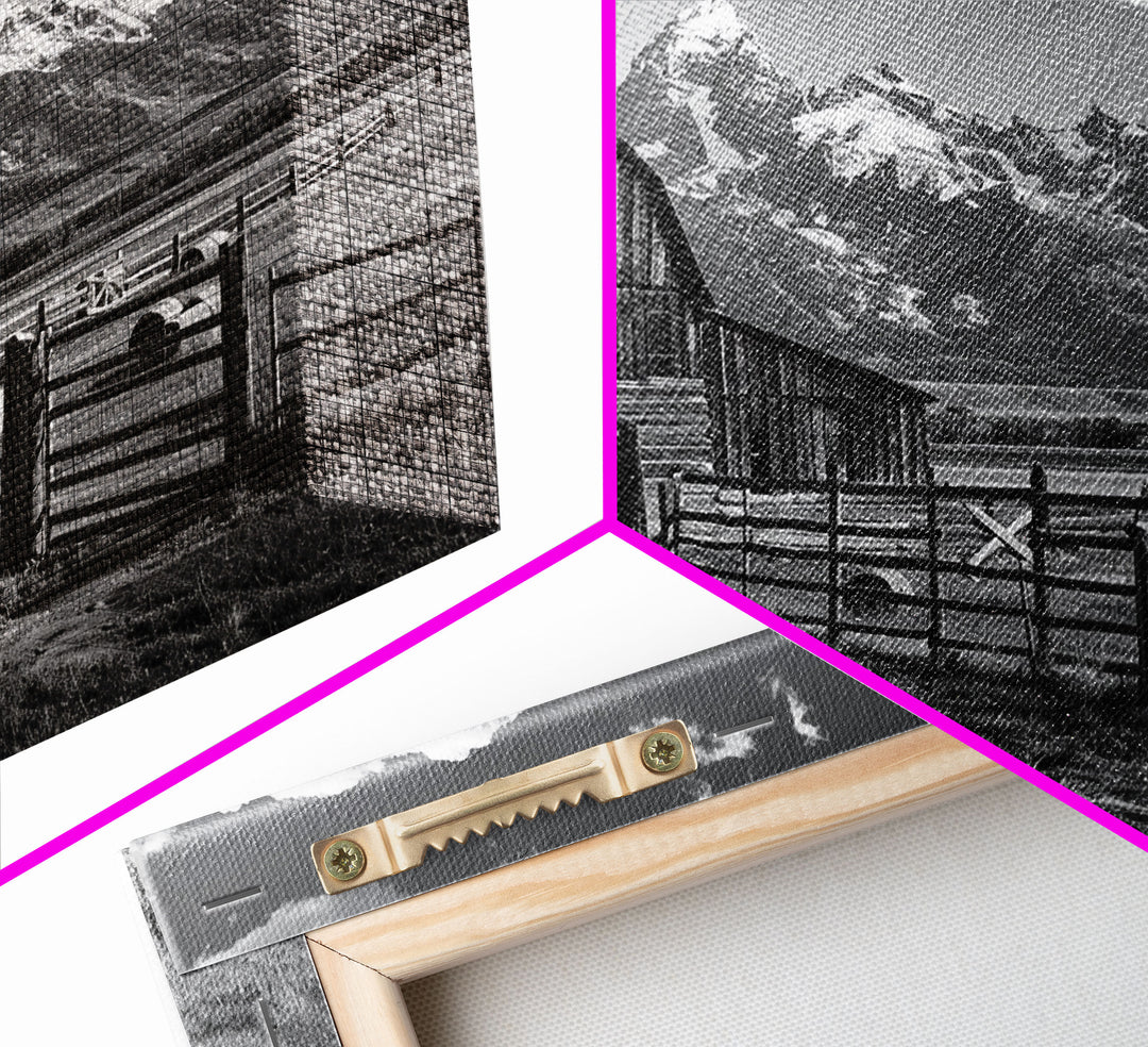 Black and White Photo Print Of An Old Barn In The Mountains, Framed Canvas Print or Metal Art, Western Decor, Colorado Mountains Wall Art
