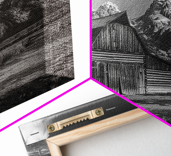 Old Barn Wall Art, Framed Canvas Print or Metal Art, Rustic Homestead Framed Canvas Art, Vintage Old Barn Black and White Wall Art