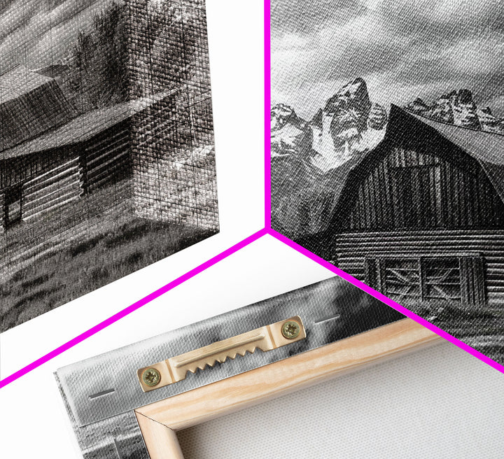 Old Barn Wall Art, Framed Canvas Print or Metal Art, Rustic Homestead Framed Canvas Art, Vintage Old Barn Black and White Wall Art