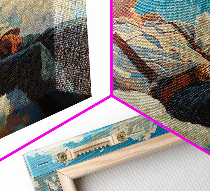 Cowboy In The Clouds | Framed Canvas Print or Metal Art | Wild West Decor | Cottagecore | Southwestern Art Home Decor, Farmhouse Western Art