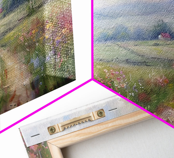 Farmhouse Landscape Painting Canvas Print, Wood Frame Art, Wall Art, Large Print, Home Decor, Landscape Painting, Colorful Boho Decor