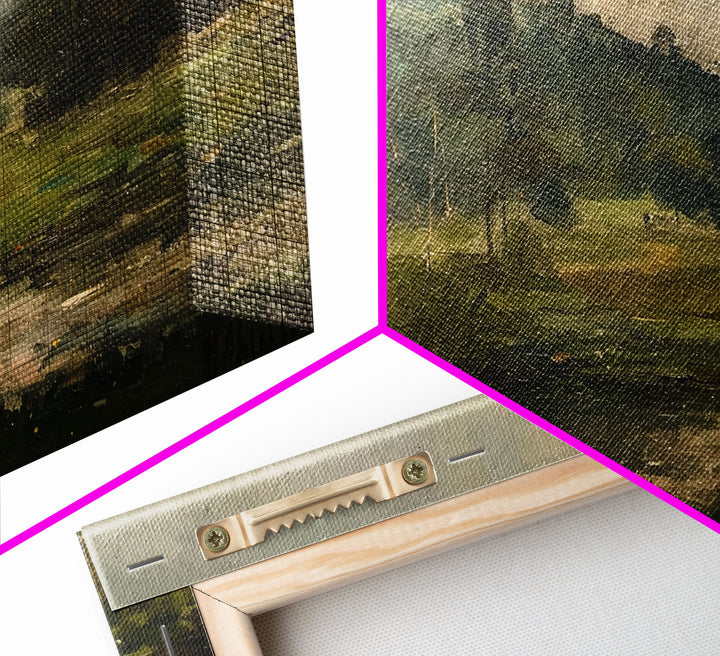 Slightly Scorched Vintage Farmhouse / Countryside Landscape Art Print | Moody Painting | Wall Art | Large Print | Minimalist Decor