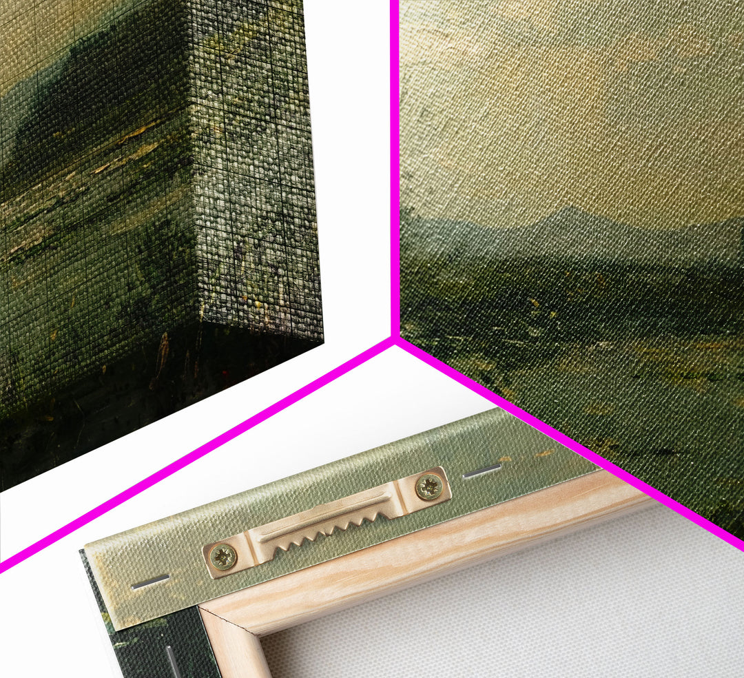 Dutch Landscape With Lake Framed Canvas Print Oil Painting, Wood Frame Wall Art, Cottage Core, Farmhouse Decor, Living Room Art