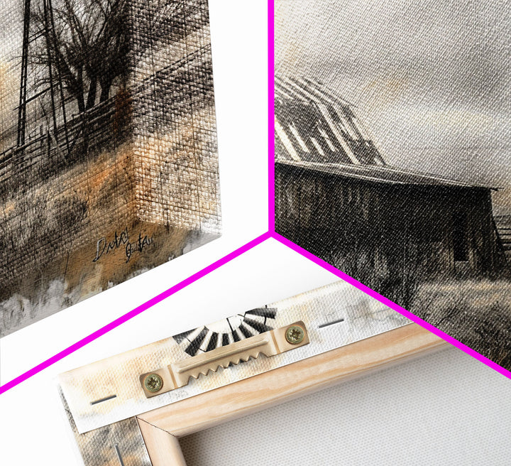 Farmhouse Barn Wall Art Canvas Print Painting Metal Art Vintage Decor Country Art Wood Frame Art Rustic Primitive Art Old Barn Painting