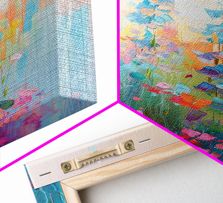 Delicate Blossoms in Springtime - Framed Canvas Print, Elegant Living Room Art, Soft Bedroom Decor, Pastel Flower Art, Wall Art