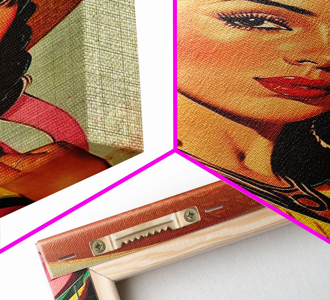 Vintage Portrait of Elegant Lady - Framed Canvas Print, Classic Living Room Art, Sophisticated Bedroom Decor, Retro Art, Wall Art