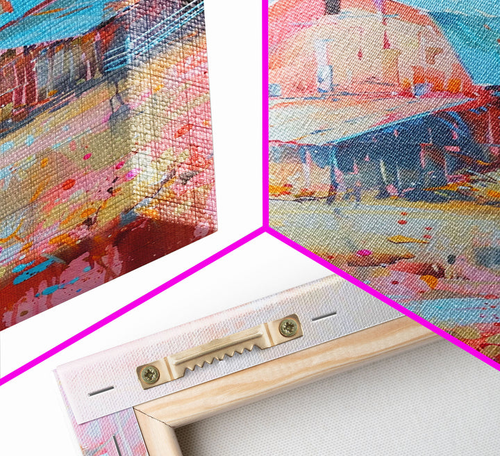 Rustic Pastel Barn in Countryside Landscape - Framed Canvas Print, Farmhouse Decor, Country Art for Living Room, Rustic Wall Art for Home