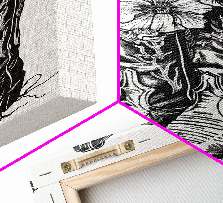 Floral Cowboy Boots Art Print, Retro Western Framed Canvas, Vintage Flower Boots Artwork, Unique Wall Decor for Home