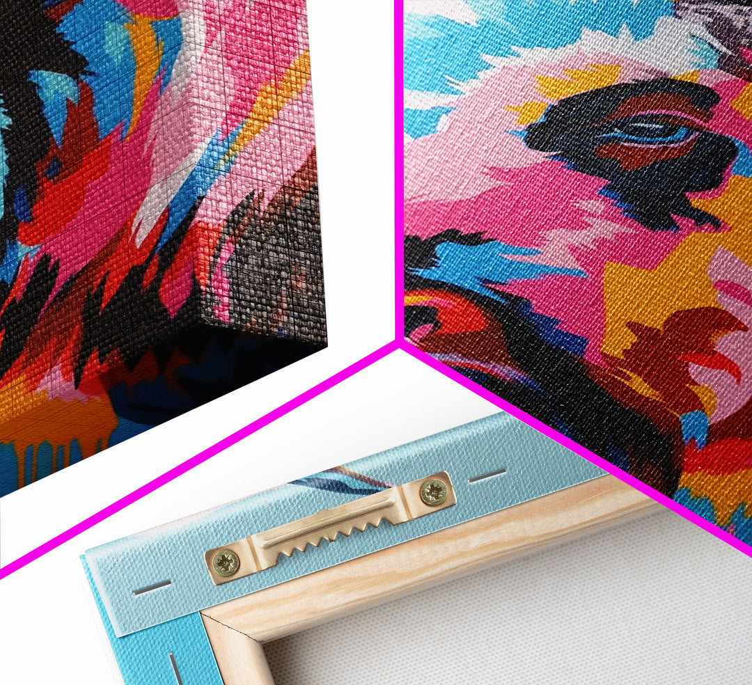 Vibrant Bison Portrait in Colorful Pop Art Style - Framed Canvas Print, Animal Decor, Bison Art for Living Room, Bright Wall Art for Home
