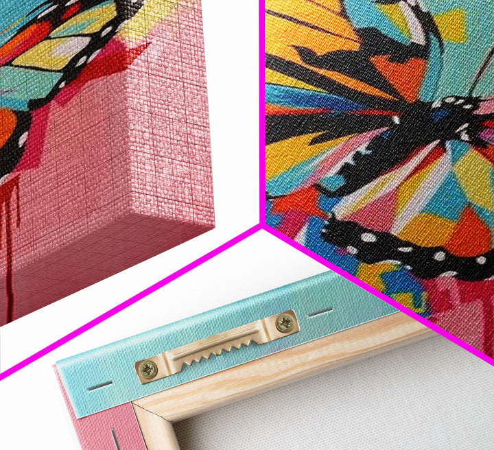 Monarch Butterfly Framed Canvas Print - Colorful Wall Art, Living Room Decor, Vibrant Insect Art, Unique Artwork for Bedroom and Office