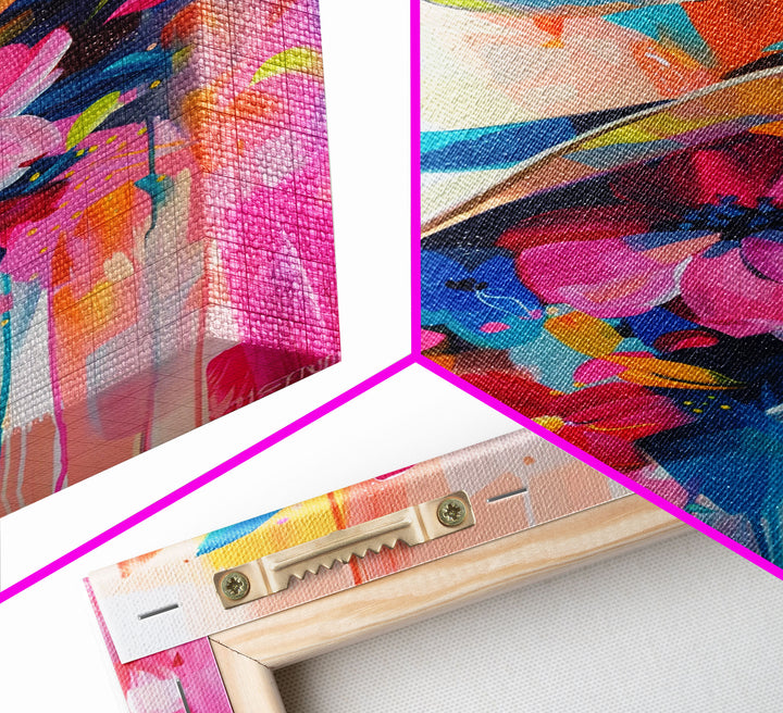 Cowboy Hat with Flowers in Bold Colors - Framed Canvas Print, Vibrant Western Decor, Colorful Hat Wall Art for Living Room or Bedroom