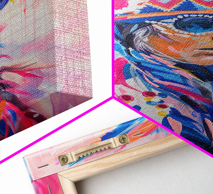 Modern Native American Framed Canvas Print - Colorful Wall Art, Tribal Decor, Bold Living Room Art, Contemporary Indigenous Artwork