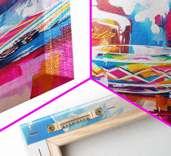 Colorful Whiskey Bottle and Glass Framed Canvas Print - Modern Bar Art, Living Room Decor, Vibrant Wall Art for Home Decoration