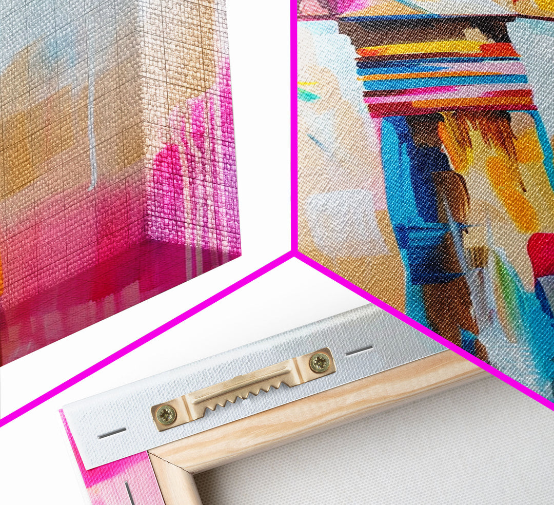 Colorful Feathered Axe Art - Framed Canvas Print, Vibrant Living Room Decor, Unique Wall Art, Modern Home Decor